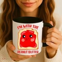 Im With The Peanut Butter Cute Couple Peanut Butter Jelly Coffee Mug thumb 3