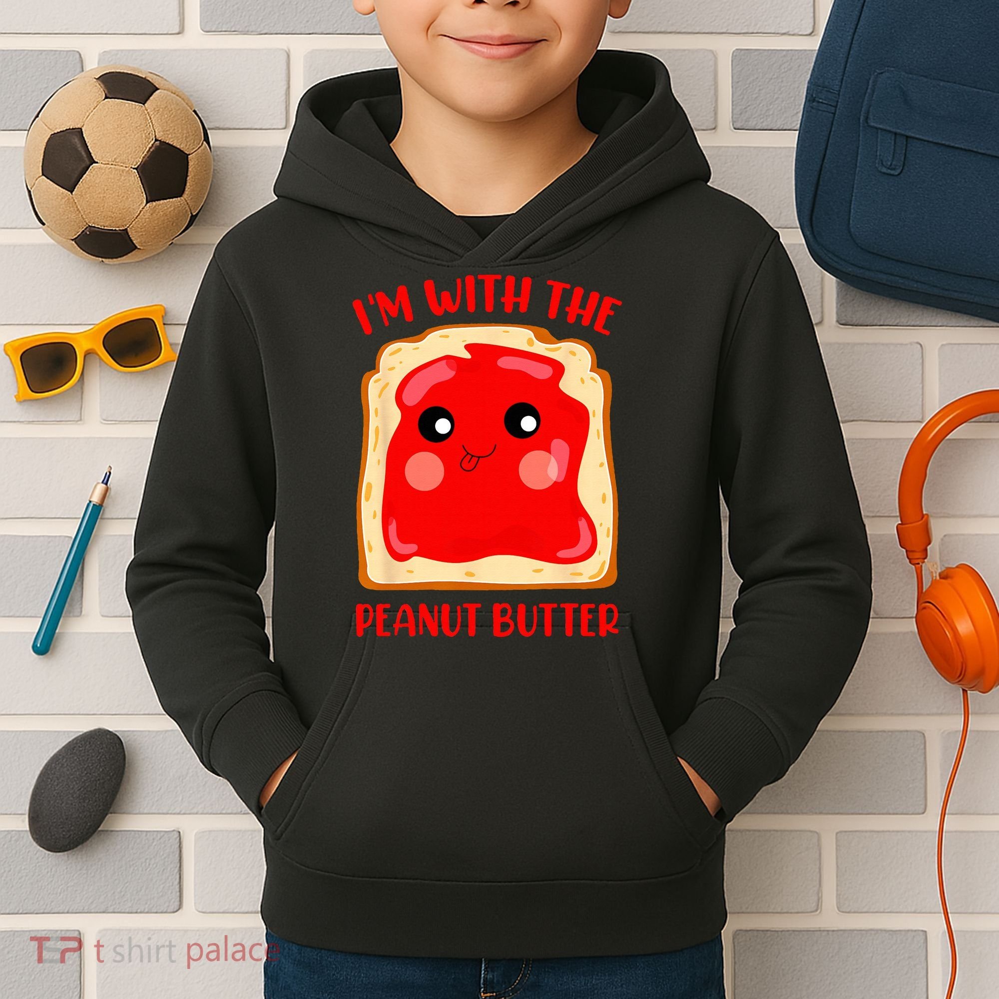 Im With The Peanut Butter Cute Couple Peanut Butter Jelly Kids Hoodie