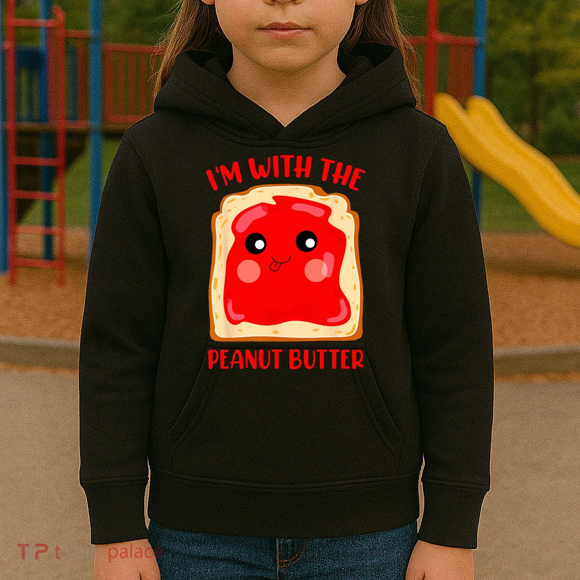 Im With The Peanut Butter Cute Couple Peanut Butter Jelly Kids Hoodie