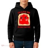 Im With The Peanut Butter Cute Couple Peanut Butter Jelly Kids Hoodie thumb 4