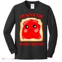 Im With The Peanut Butter Cute Couple Peanut Butter Jelly Kids Long Sleeve Shirt thumb 0