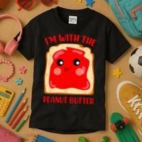 Im With The Peanut Butter Cute Couple Peanut Butter Jelly Kids T-Shirt thumb 3