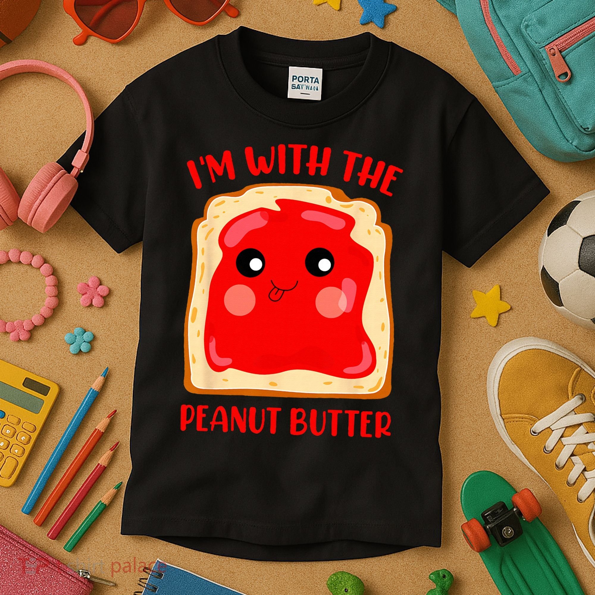 Im With The Peanut Butter Cute Couple Peanut Butter Jelly Kids T-Shirt