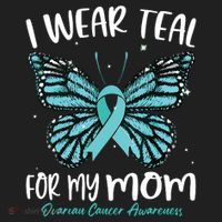 I Wear Teal For My Mom Ovarian Cancer Awareness Butterfly Beanie thumb 2