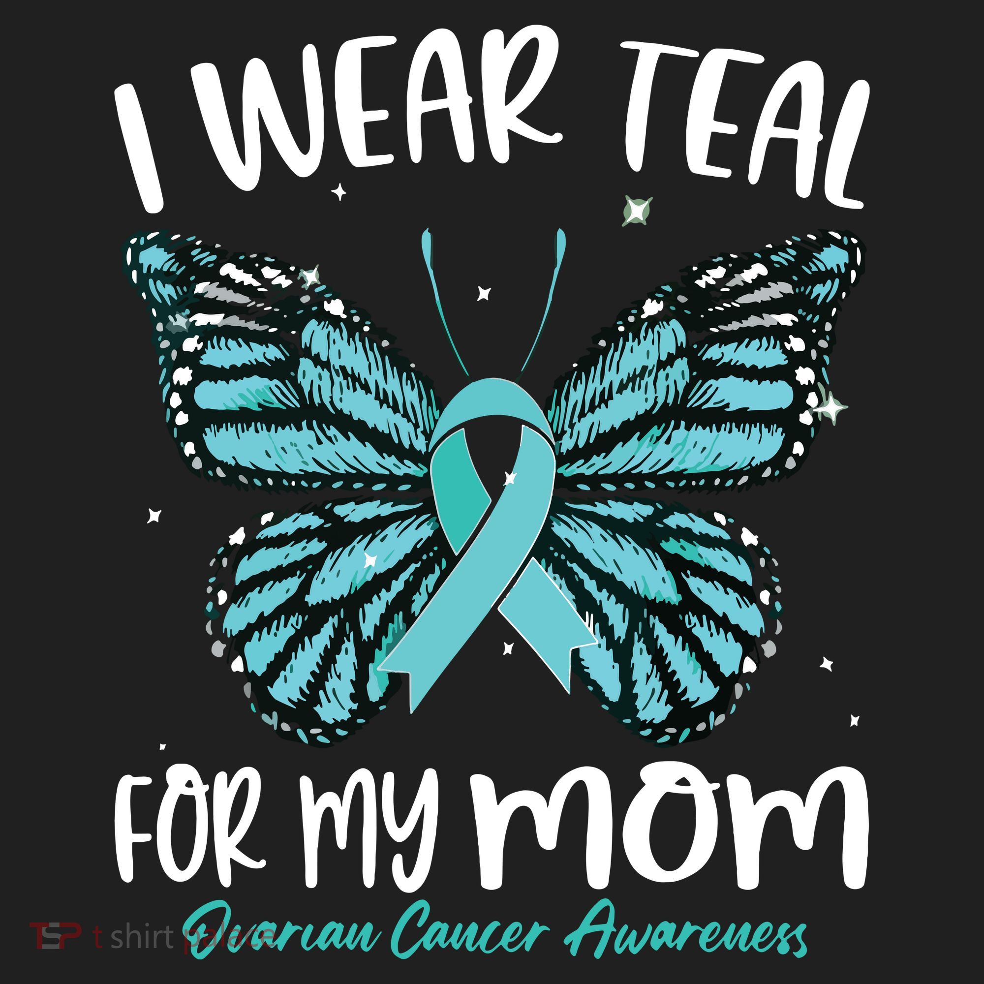I Wear Teal For My Mom Ovarian Cancer Awareness Butterfly Beanie