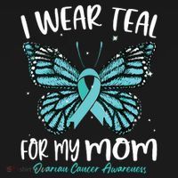 I Wear Teal For My Mom Ovarian Cancer Awareness Butterfly Women's Hoodie thumb 2