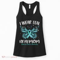 I Wear Teal For My Mom Ovarian Cancer Awareness Butterfly Women's Tank Top thumb 0