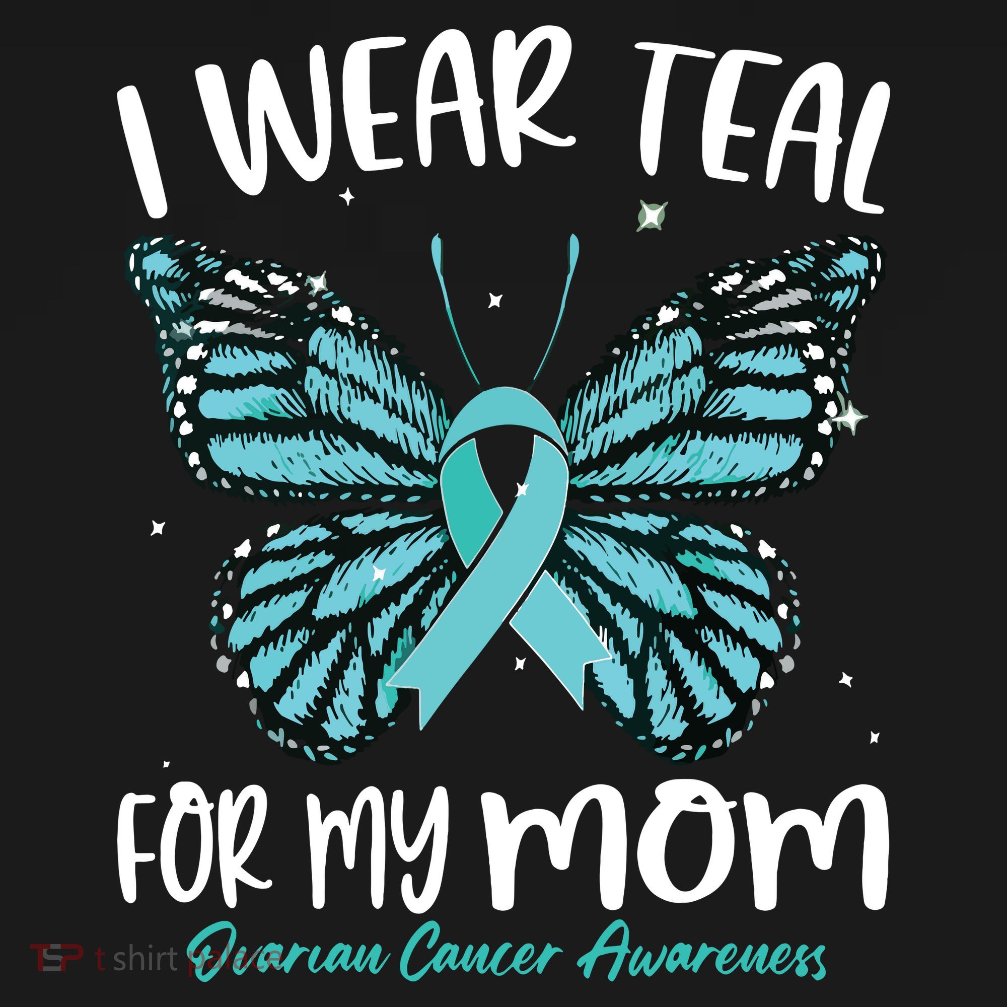 I Wear Teal For My Mom Ovarian Cancer Awareness Butterfly Visor