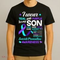 I Wear Teal & Purple For My Son Suicide Prevention Awareness T-Shirt thumb 3