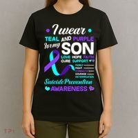 I Wear Teal & Purple For My Son Suicide Prevention Awareness T-Shirt thumb 4