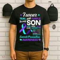 I Wear Teal & Purple For My Son Suicide Prevention Awareness T-Shirt thumb 6