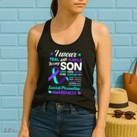 I Wear Teal & Purple For My Son Suicide Prevention Awareness Women's Tank Top thumb 2