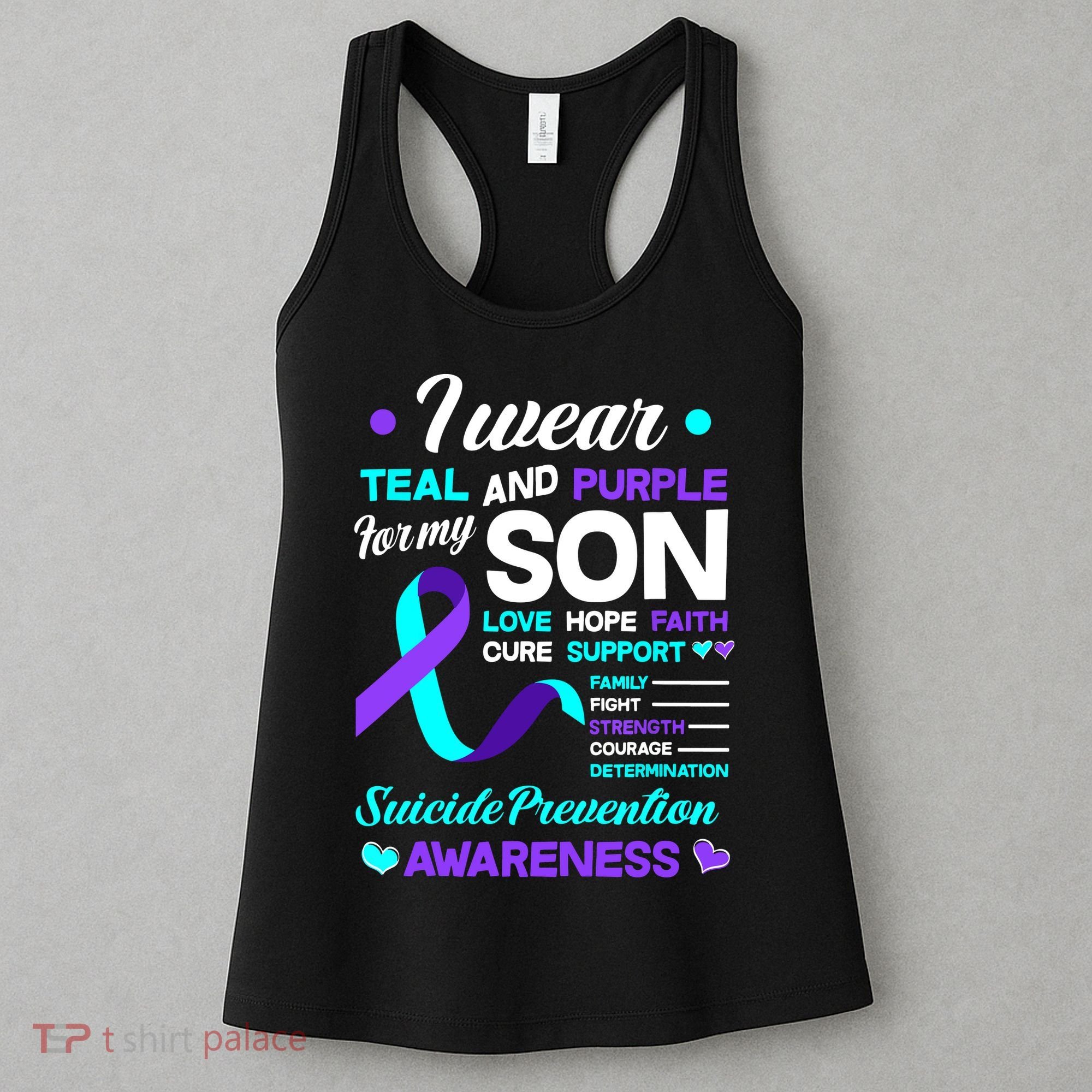 I Wear Teal & Purple For My Son Suicide Prevention Awareness Women's Tank Top