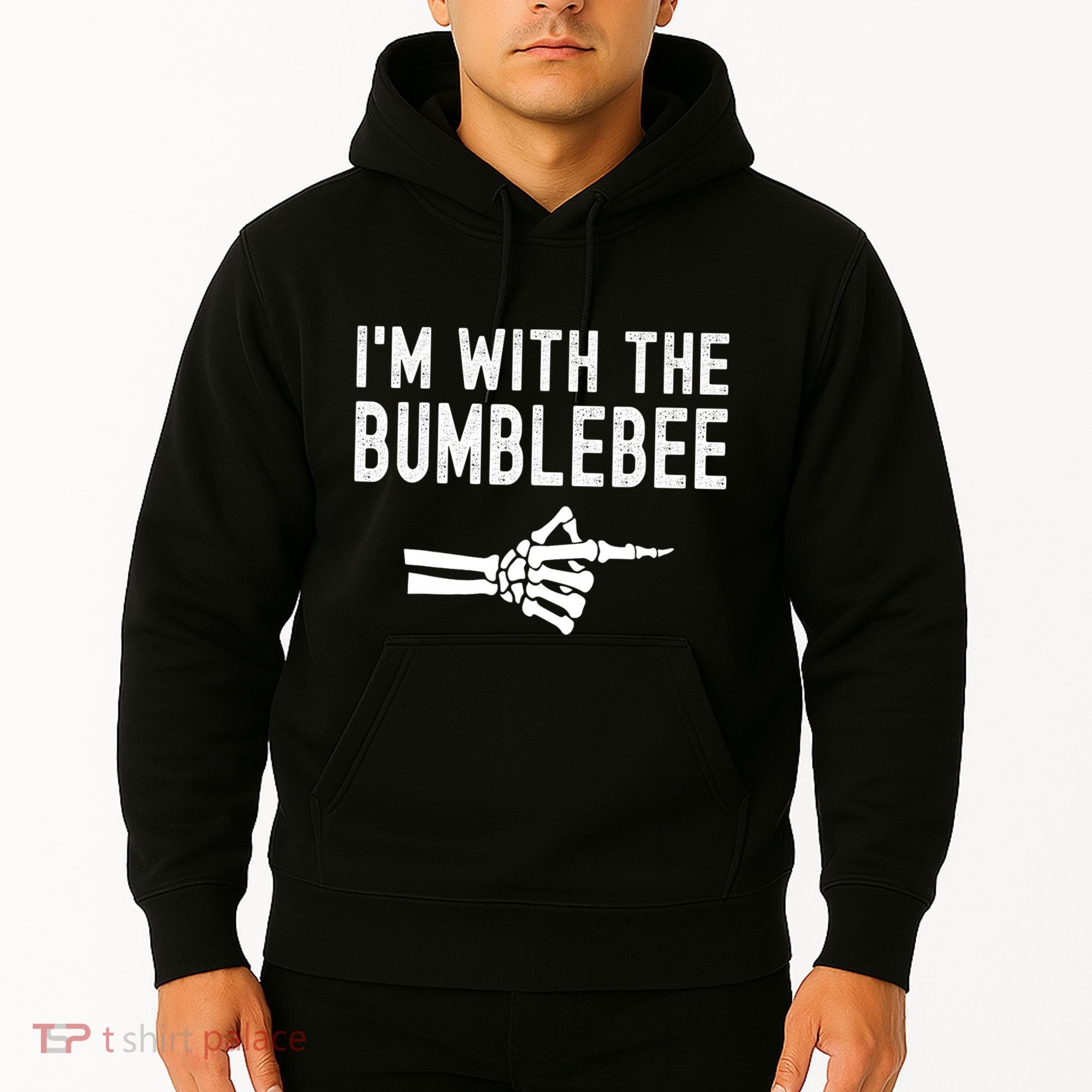 IM With The Bumblebee Funny Skeleton Halloween Couples Hoodie