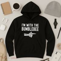 IM With The Bumblebee Funny Skeleton Halloween Couples Hoodie thumb 3