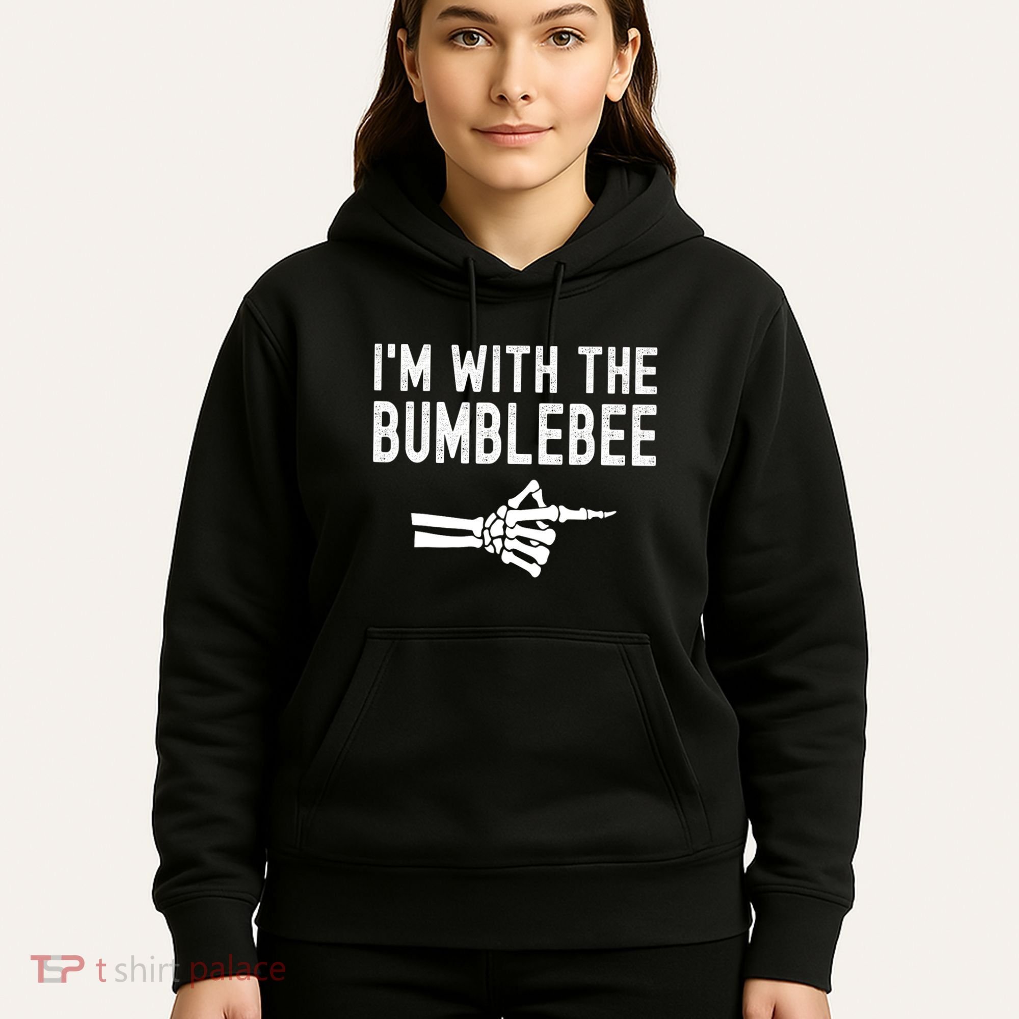 IM With The Bumblebee Funny Skeleton Halloween Couples Hoodie