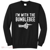 IM With The Bumblebee Funny Skeleton Halloween Couples Sweatshirt thumb 0
