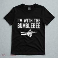 IM With The Bumblebee Funny Skeleton Halloween Couples T-Shirt thumb 5