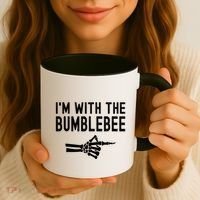 IM With The Bumblebee Funny Skeleton Halloween Couples Coffee Mug thumb 3