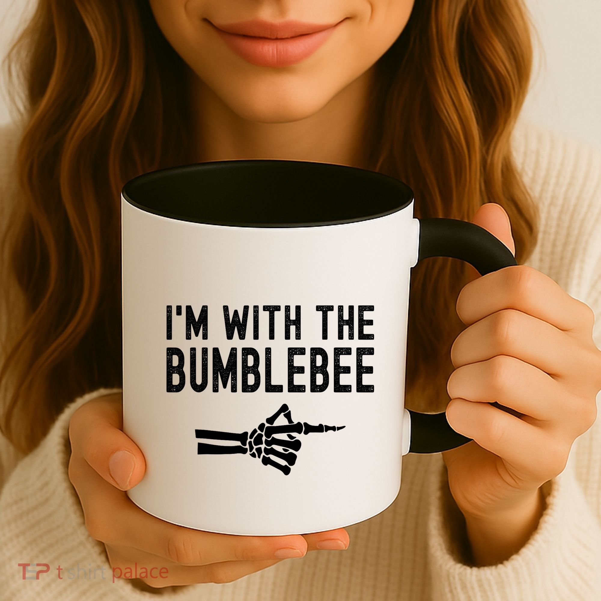 IM With The Bumblebee Funny Skeleton Halloween Couples Coffee Mug