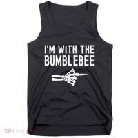 IM With The Bumblebee Funny Skeleton Halloween Couples Tank Top thumb 0