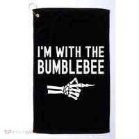 IM With The Bumblebee Funny Skeleton Halloween Couples Golf Towel thumb 0