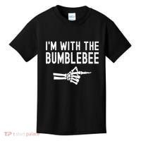 IM With The Bumblebee Funny Skeleton Halloween Couples Kids T-Shirt thumb 0