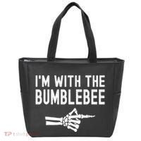 IM With The Bumblebee Funny Skeleton Halloween Couples Tote Bag thumb 0