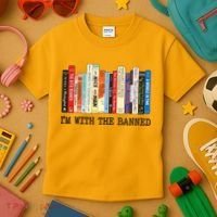 I'm With The Banned Read Banned Books Kids T-Shirt thumb 3