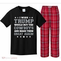 I Wish Trump And Make The Cowboys Great Again Kids Plaid Pajama Set thumb 0