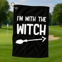 I'm With The Witch Golf Towel thumb 1