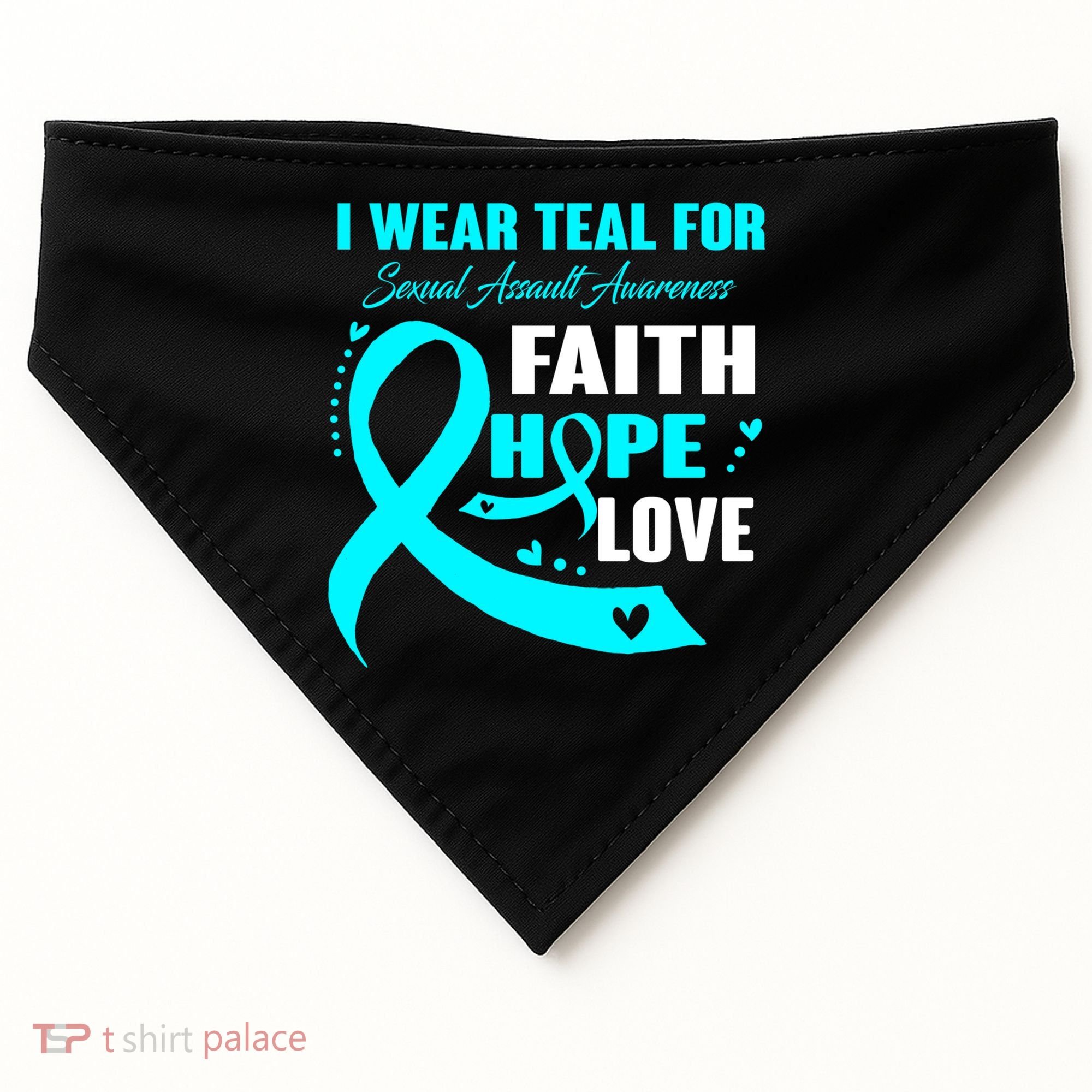 I Wear Teal For Sexual Assault Awareness Funny Gift USA-Made Doggie Bandana