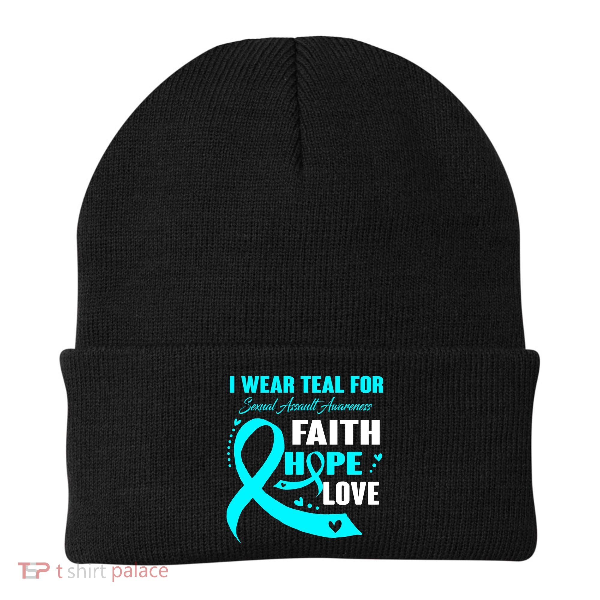 I Wear Teal For Sexual Assault Awareness Funny Gift Beanie
