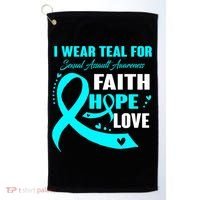 I Wear Teal For Sexual Assault Awareness Funny Gift Golf Towel thumb 0
