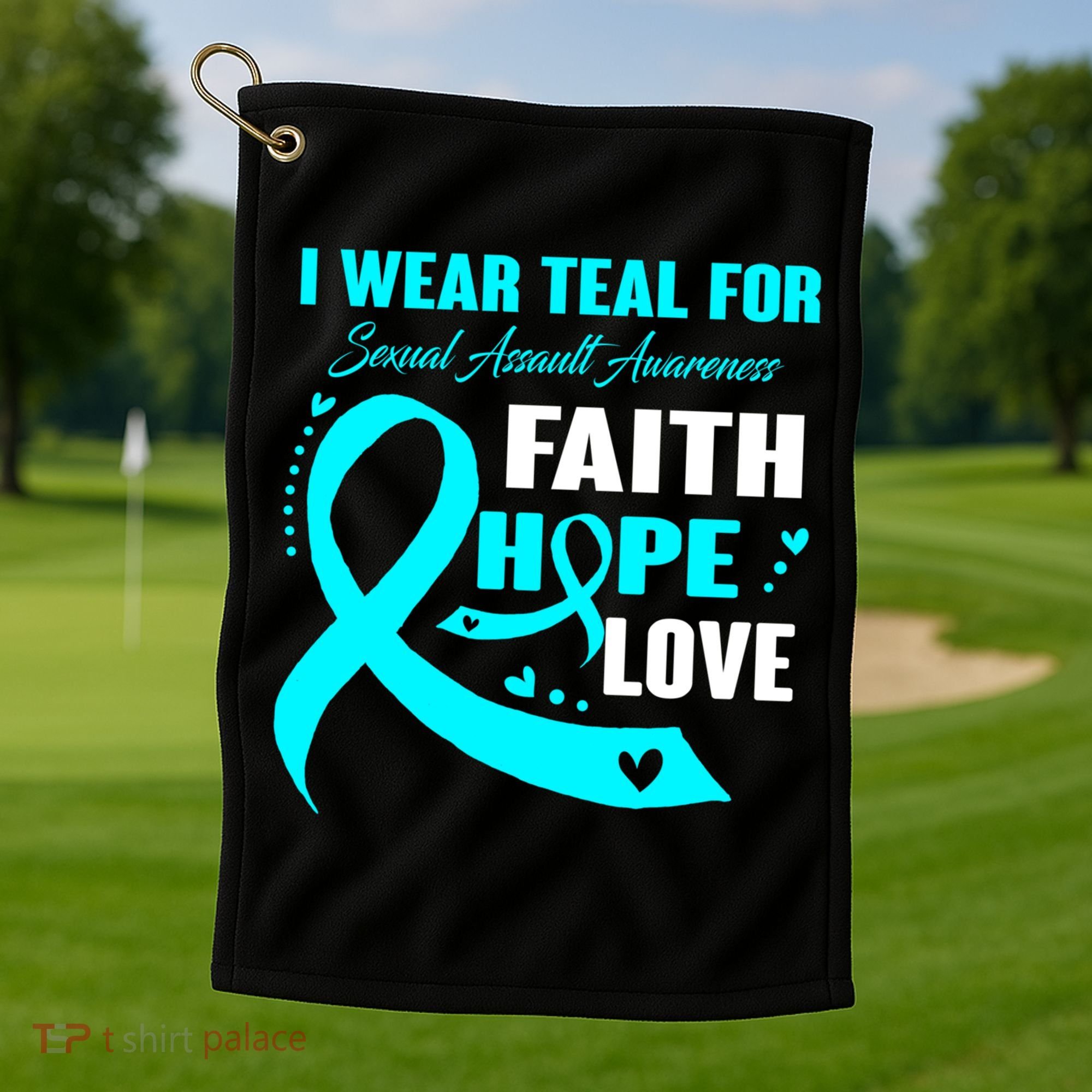I Wear Teal For Sexual Assault Awareness Funny Gift Golf Towel