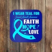 I Wear Teal For Sexual Assault Awareness Funny Gift Coaster thumb 0