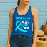 I Wear Teal For Sexual Assault Awareness Funny Gift Women's Tank Top thumb 2