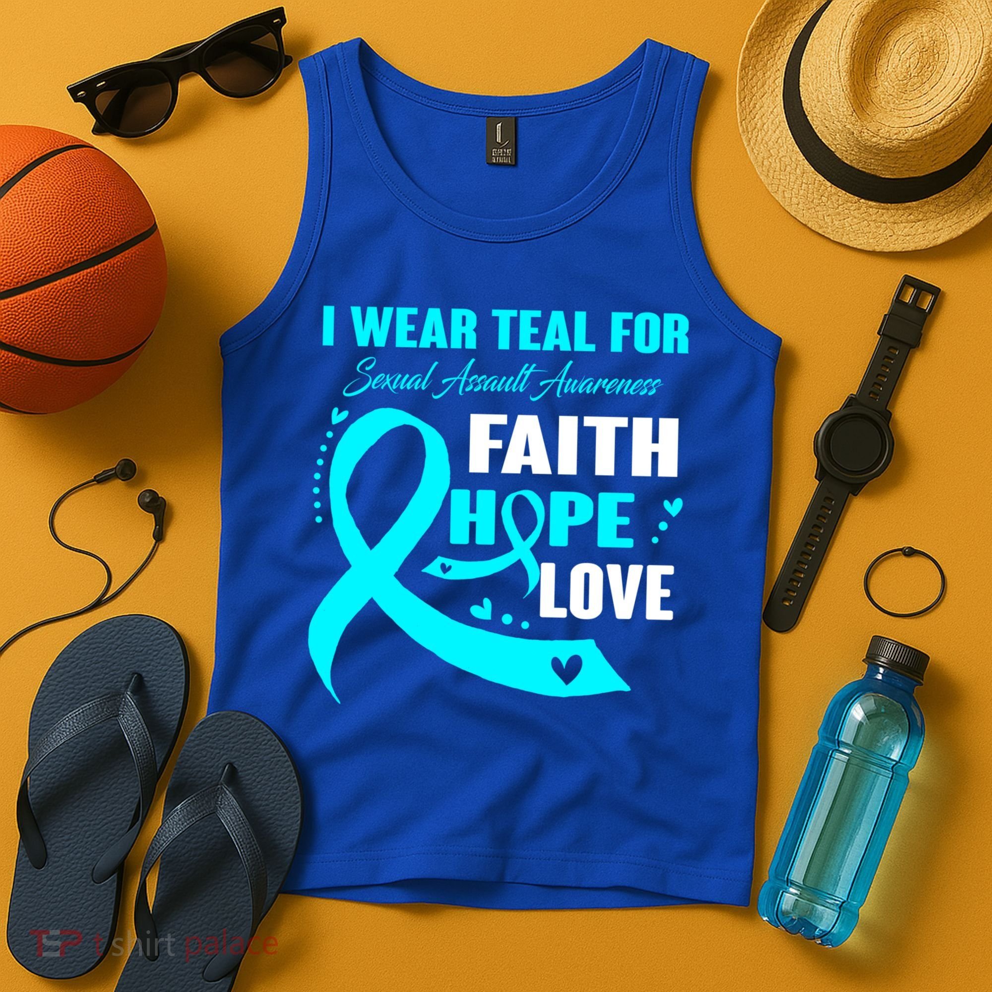 I Wear Teal For Sexual Assault Awareness Funny Gift Tank Top