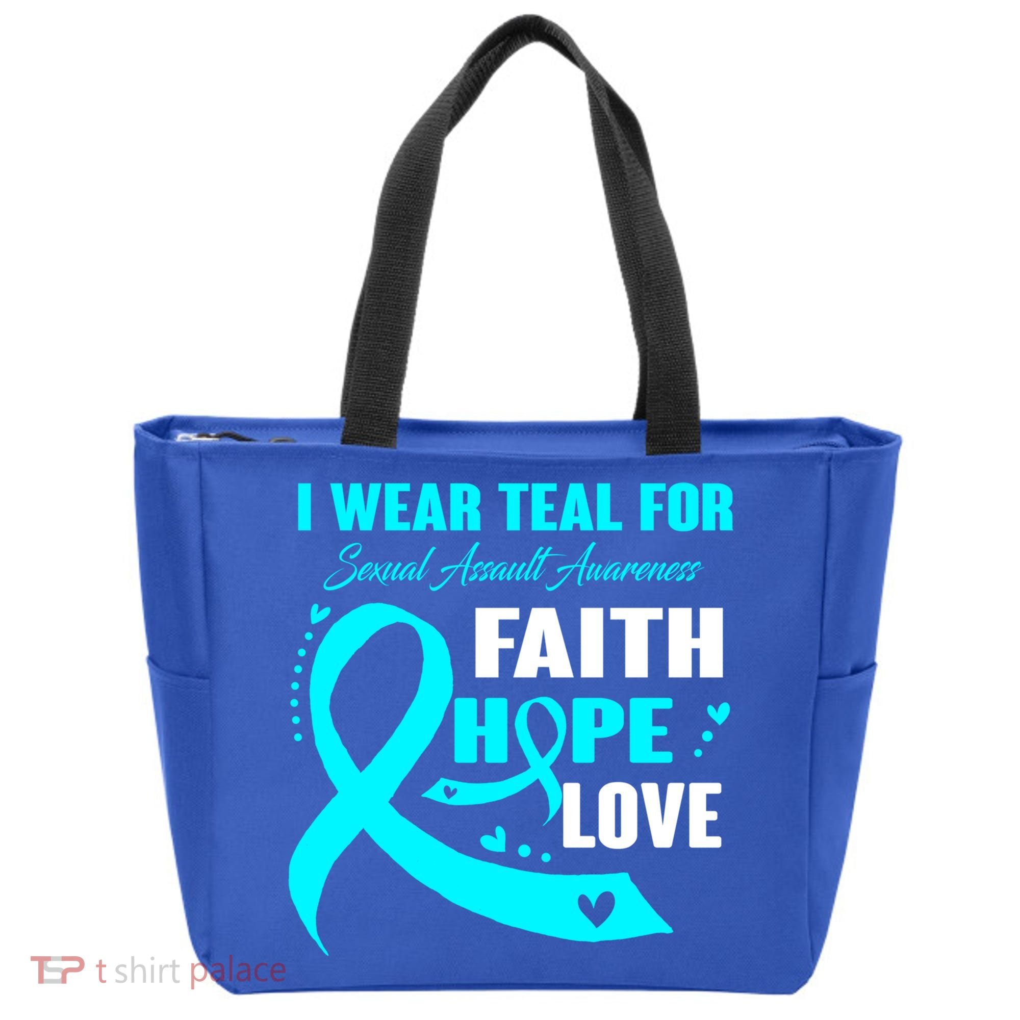 I Wear Teal For Sexual Assault Awareness Funny Gift Tote Bag
