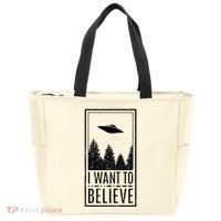 I Want To Believe Ufo Believer Alien Conspiracy Tote Bag thumb 0