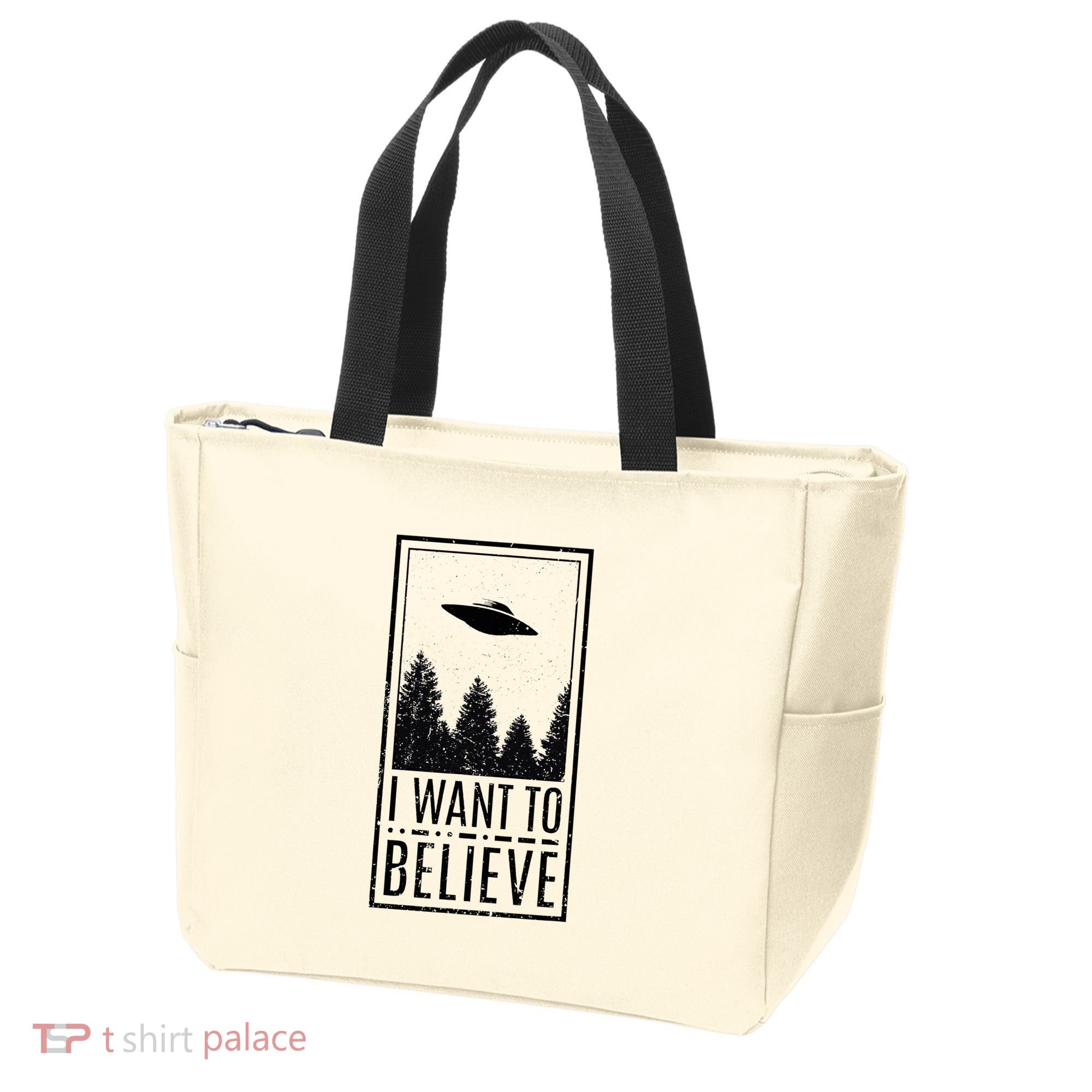 I Want To Believe Ufo Believer Alien Conspiracy Tote Bag