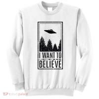 I Want To Believe Ufo Believer Alien Conspiracy Sweatshirt thumb 0