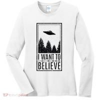 I Want To Believe Ufo Believer Alien Conspiracy Women's Long Sleeve Shirt thumb 0