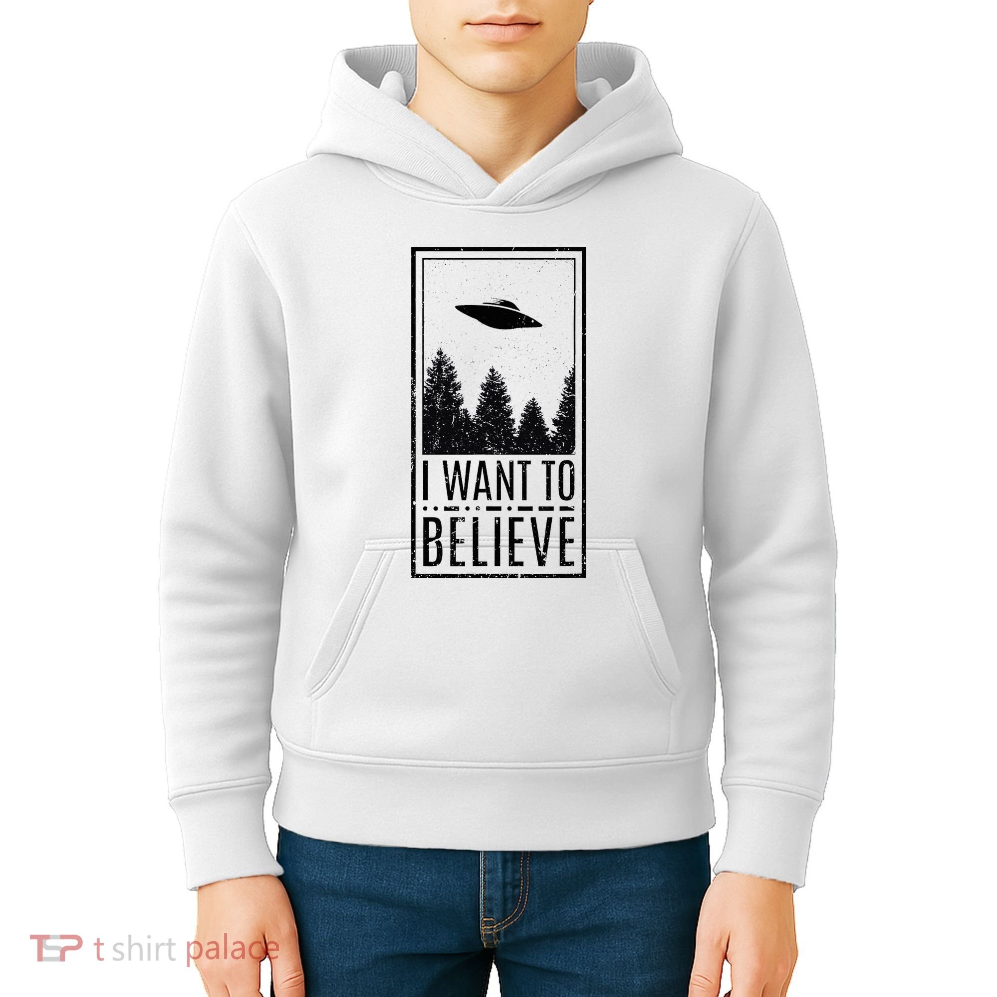 I Want To Believe Ufo Believer Alien Conspiracy Kids Hoodie