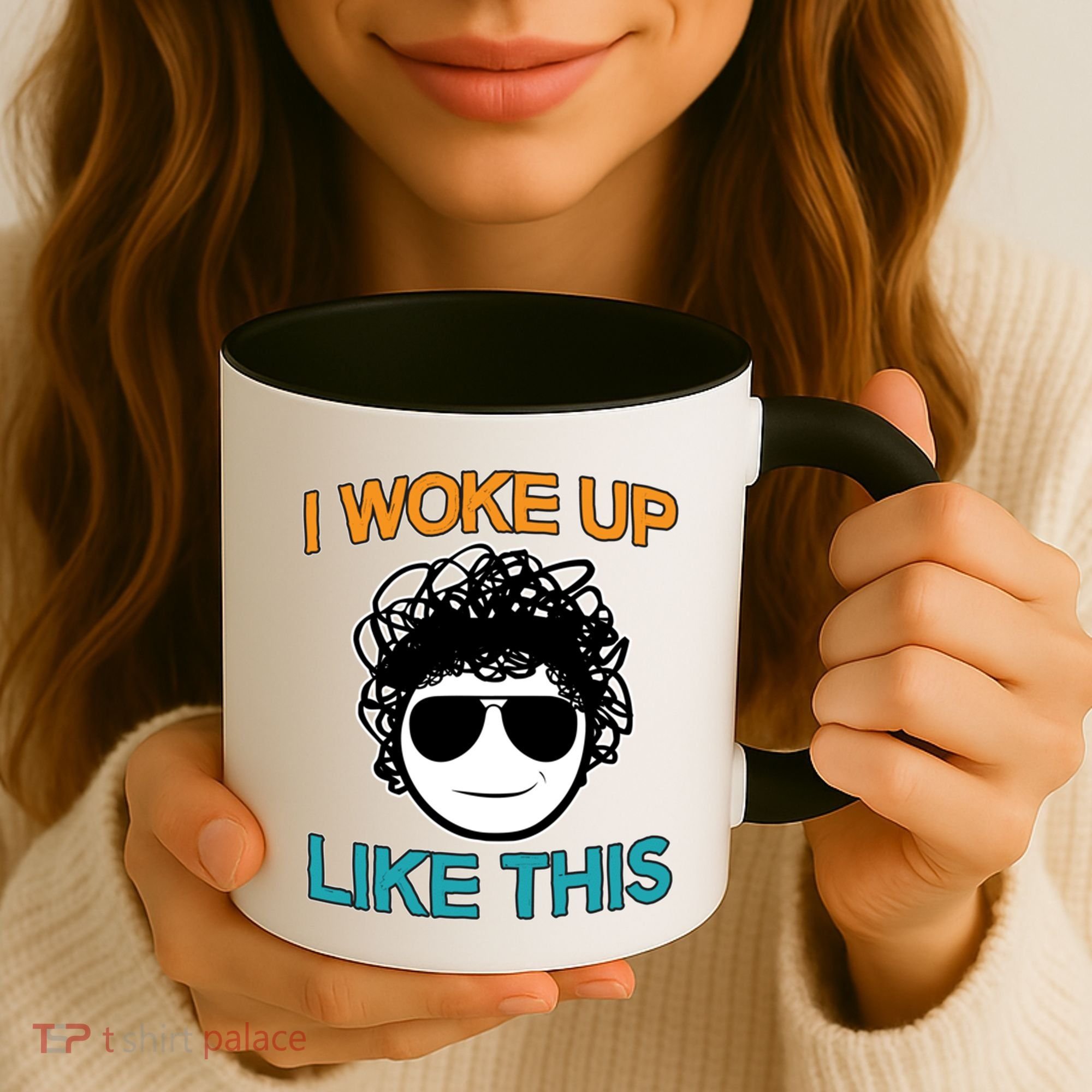 I Woke Up Like This Funny Emoji Smile Cool Face Coffee Mug