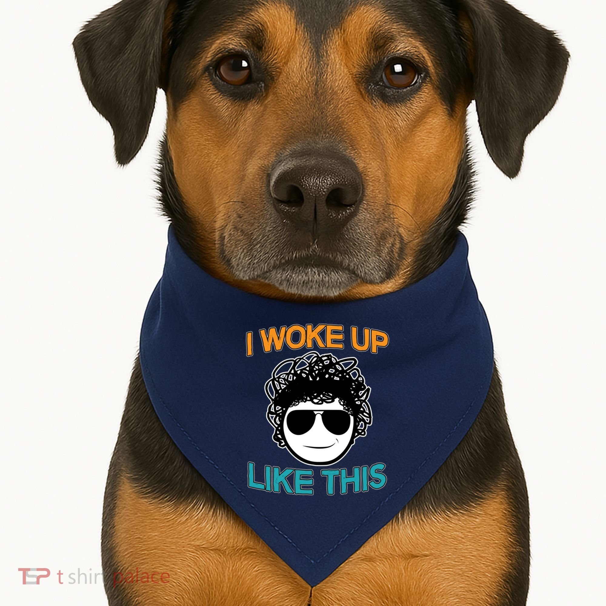 I Woke Up Like This Funny Emoji Smile Cool Face USA-Made Doggie Bandana