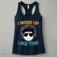 I Woke Up Like This Funny Emoji Smile Cool Face Women's Tank Top thumb 3