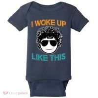 I Woke Up Like This Funny Emoji Smile Cool Face Baby Bodysuit thumb 0