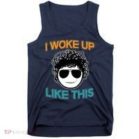 I Woke Up Like This Funny Emoji Smile Cool Face Tank Top thumb 0