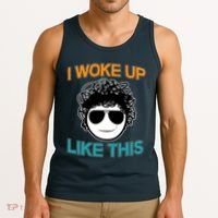 I Woke Up Like This Funny Emoji Smile Cool Face Tank Top thumb 3